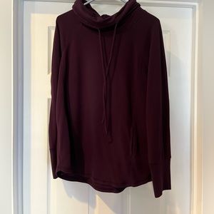 Deep plum colored cowl neck long sleeve jumper